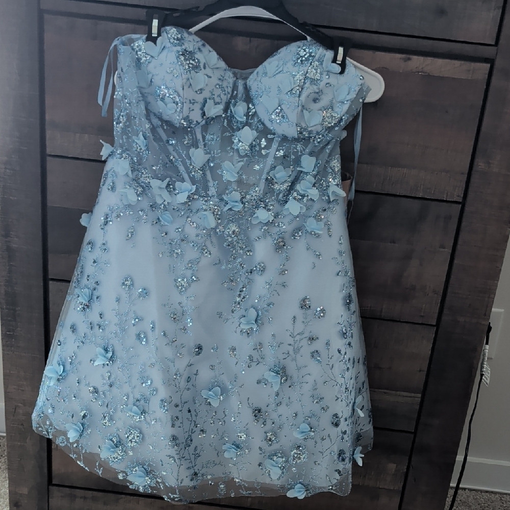 Ladivine Blue Floral Off-Shoulder Dress - Picture 4 of 4